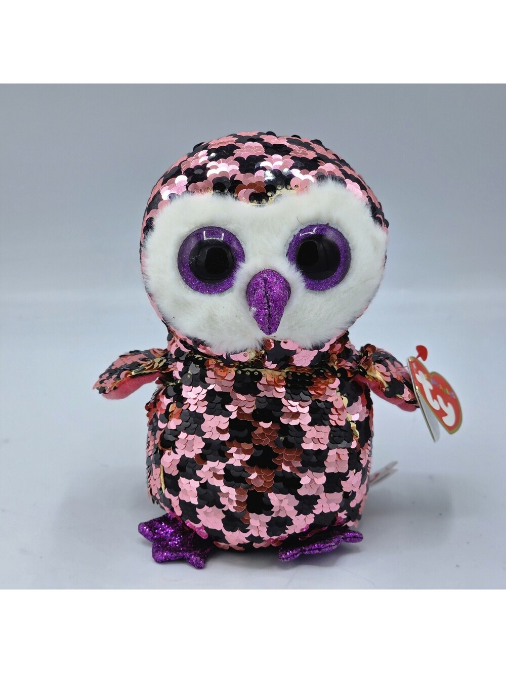 Ty Flippables 7" CHECKS The Owl Plush Beanie Boos Sequins Buddy With Tag